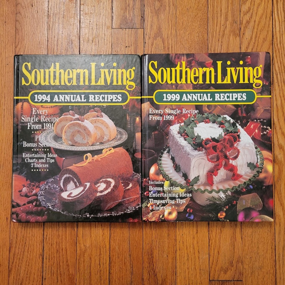 Southern Living Annual Recipes 1994 and 1999 Cookbook Set Vintage Decor Holiday